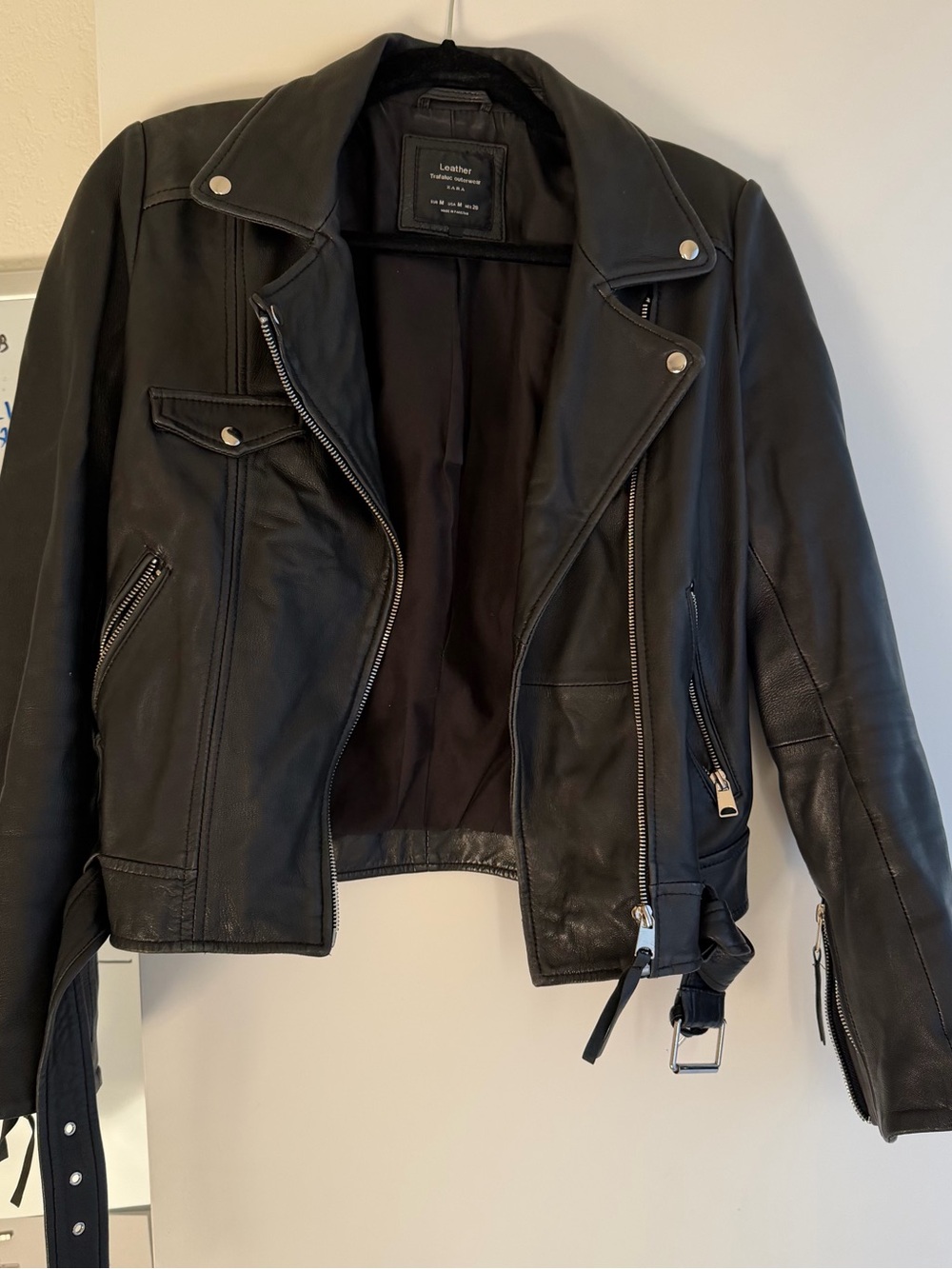 Classic Black Leather Biker Jacket - Women's